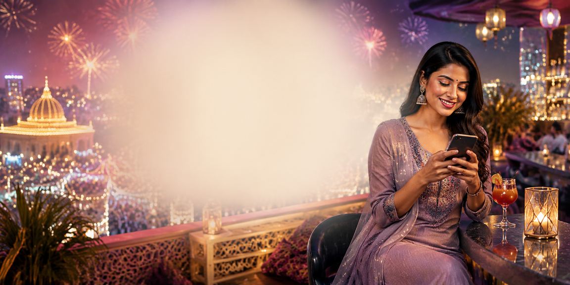 Young Indian woman managing online payments via mobile device